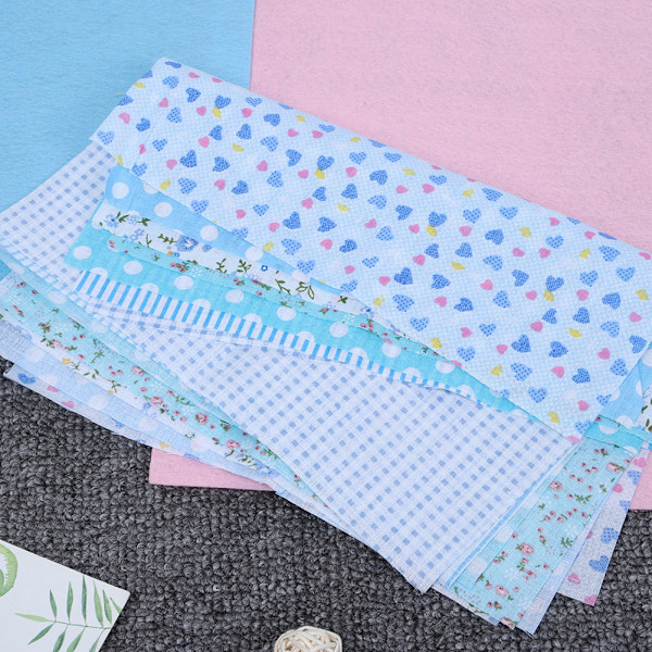 DIY Handcraft Bomullstyg Tryckt Tyg Sy Quiltning Hantverk Tyg Set Sömnad Tillbehör Blå 25x25cm