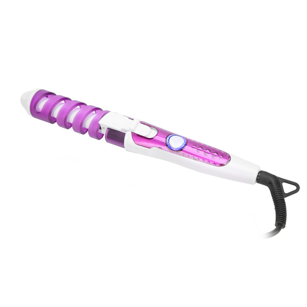 Mini spiral hårrullare Bärbar Antiscald vågigt hår Styling Hår Curling Wand 110V240V Lila(EU-kontakt)