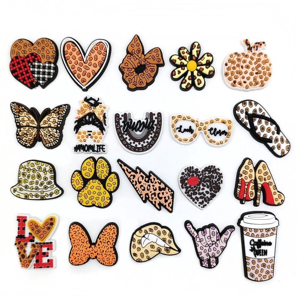 20 stk leopardprint sko charms dekorative knapper Spænder Tilbehør til Loafers