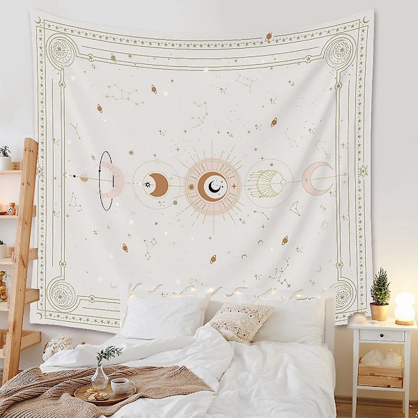 1 Styk Vægtæppe Måne Klæde Vægkunst Natur Soveværelse Indretning Boheme Vægophæng Psykedelisk Mandala Vægkunst til Stue Kollegieværelse (200x150cm)