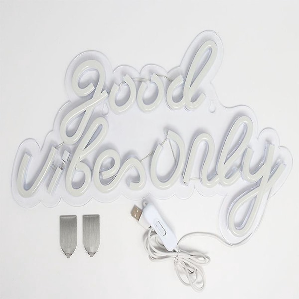 Rosa Neon-skylt Good Vibes LED Väggdekor för Sovrumsbelysning