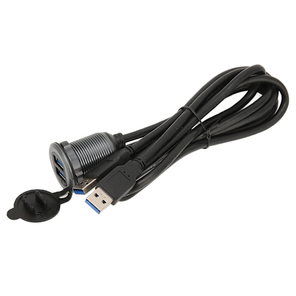 2 porter dobbel USB 3.0 hann til USB 3.0 hunn bilmontering flush kabel 3,3 fot plug and play vanntett dash panel monteringskabel