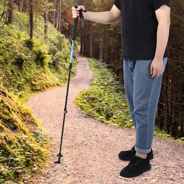 7075 Aluminiumlegering Utomhus Klättring Stretchable Trekking Pole Alpenstock Utomhus Lås Caneblue