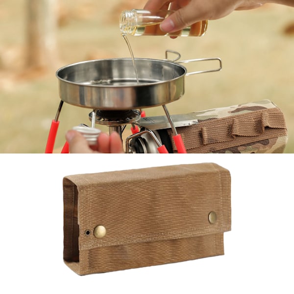 Hopfällbar kryddflaskeväska för utomhusbruk med 9 fickor, bärbar kryddburkhållare i canvas för camping, grillning, picknick, khaki