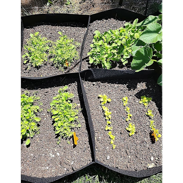 Hevet plantekasse i stoff, 484 liter 8 ruter Planteposer, 90x180cm Pustende plantekasser for dyrking av grønnsaker poteter blomster, rektangel