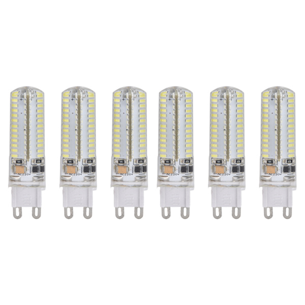 6 st G9 Silikonlampor 5W 104LED Ljuskälla IP45 Vattentät för Hem Kandelaber Vägglampa 220V Vitt Ljus