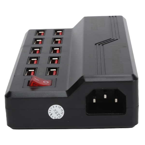 USB Smart Laddare 10-Portar 12A Snabbladdningsstation Power Hub Strip Plug Dock Block 100-240VEU Plug