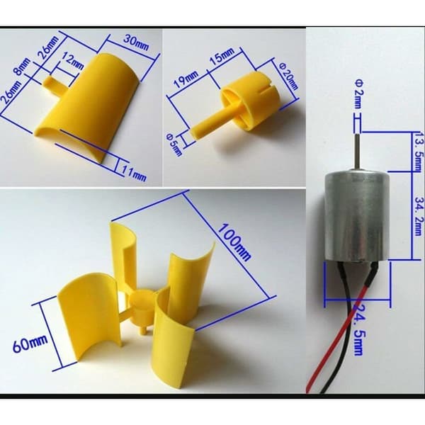 360° Mikro Vindmølle Vertikale Blade - Minimotor til DIY