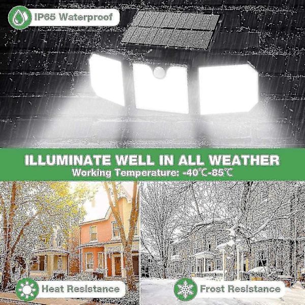 1 Stycke Solarlampor för Utomhusbruk, Golwof 230led Sollampa för Utomhusbruk med Rörelsedetektor 270 Tre-sidig Belysning Ip65 Vattentät Vägglampa S