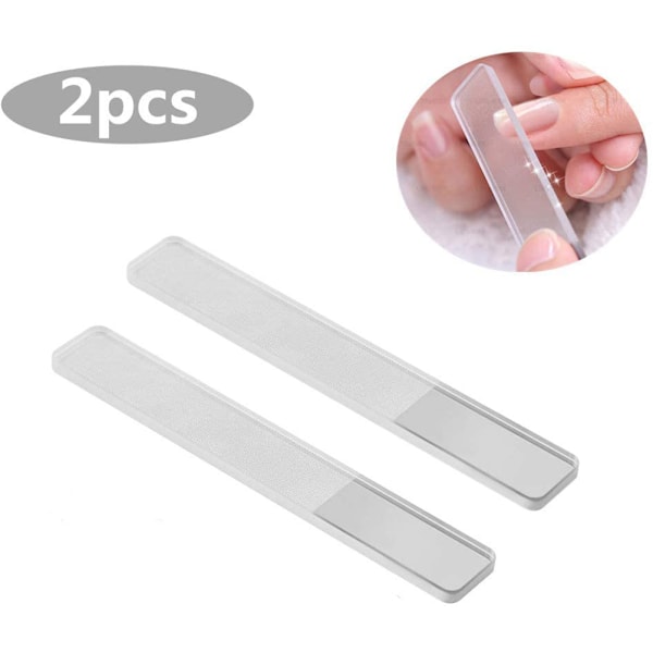 2 stk./sæt Professionelle Nano Glas Neglefile Transparent Polering Slibning Negle Filing Manicure Værktøj