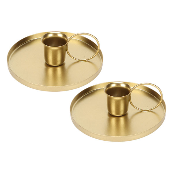 2 stk Jern lysestage Metal Home Golden Simple Retro Elegant Desktop Aromaterapi Lysestage