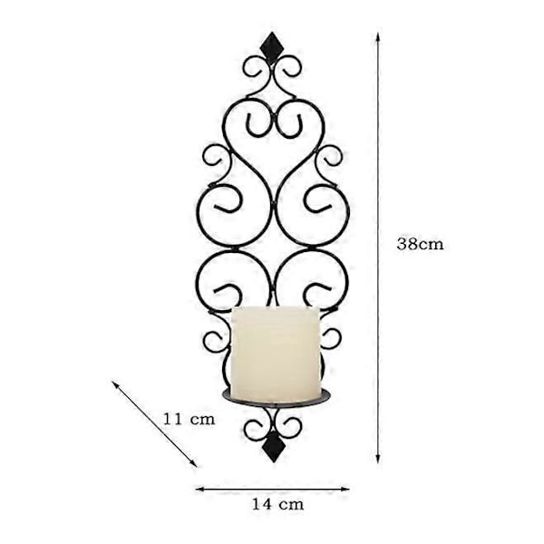 Svart Set med 2 Tealight Ljushållare Ljushållare Väggmonterad Metall Väggljushållare, Ljushållare för Vägg Sovrum Badrum Vardagsrum Dekoration