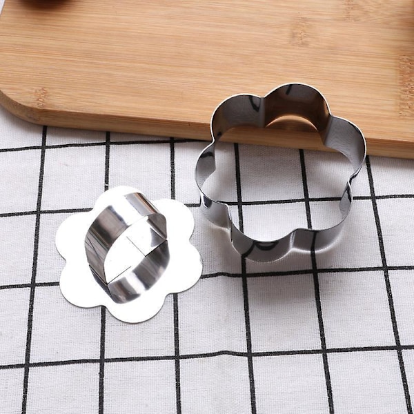 4 Kakeformer i Rustfritt Stål med Trykker - DIY Kakeform og Matpresentasjonsring