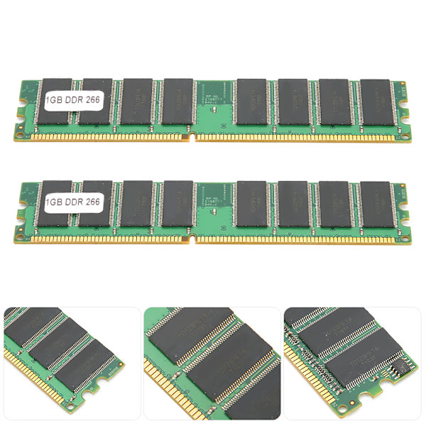 2 kpl muistimoduulia Työpöytä Täysin yhteensopiva Kaksipuolinen 16-jyvä DDR 1 Gt 226 Mhz PC-2100