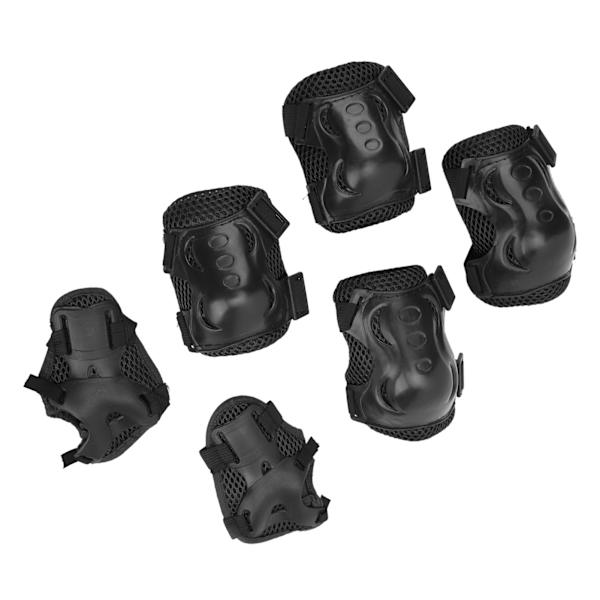 6 st / set rullskridsko skyddsutrustning justerbar knä armbåge handflata skydd för 6-18 år gammal svart