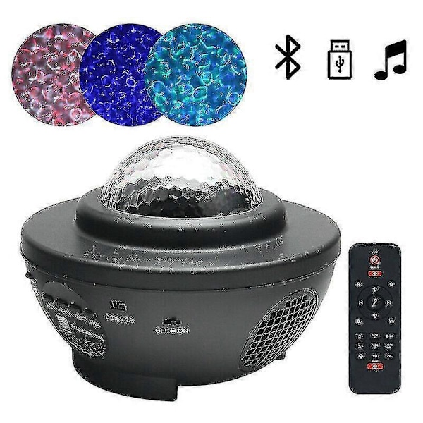 Usb Bluetooth LED Musikk Stjernehimmel Lys Stemmestyring Stjernehimmel Lys Hjemmelampe Gaver Til Fest -GDZD Svart