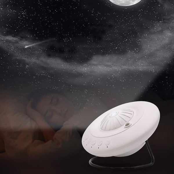 360 roterende stjerneprojektor med Meteor og Mood Nightlight, Timed Rotation og 3 Galaxy Discs