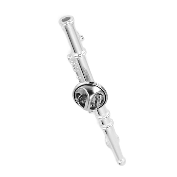 Miniatyr flöjt brosch hög simulering utsökt miniatyr flöjt modell musikalisk brosch för musikälskare silver