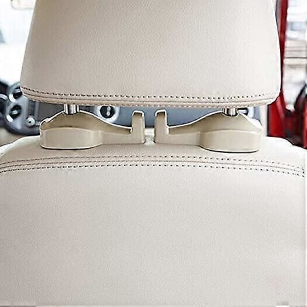 (Set med 2) Universal Bil Bilsäteshållare Krok för Matvaror Kläder Handväska beige