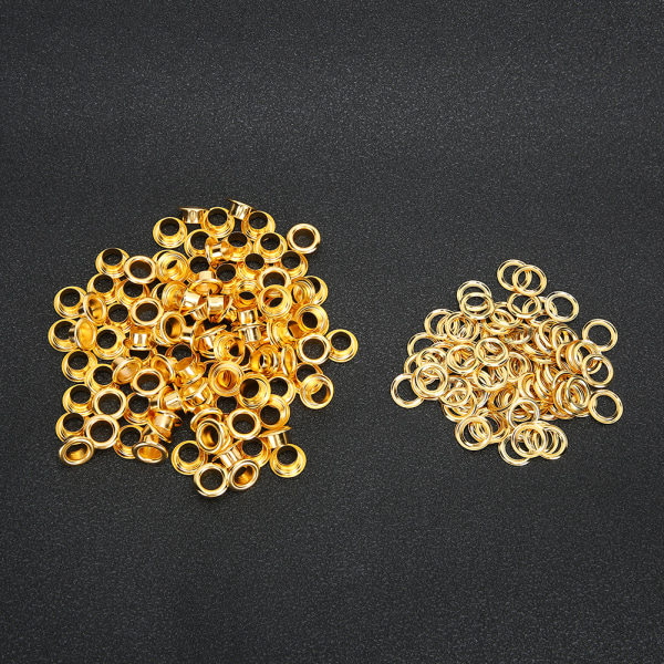Kultaiset messingiset ontot reikäniitit - 200 kpl, 6 mm - DIY-nahkatarvikkeet