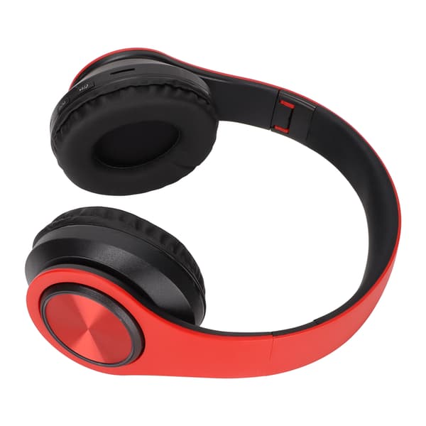Trådlöst headset Stereo Brusreducerande Vikbara Bluetooth-hörlurar för mobiltelefon PC Resespel Rödsvart