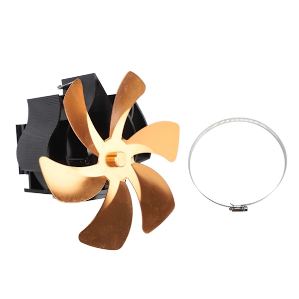 Wood Stove Fan Heat Powered 6 Blades Hanging Stove Fan Silent Flue Pipe Hanging Fireplace Fan Eco Friendly Wall Mount Gold