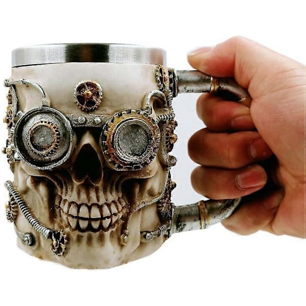 Kranie Ølkrus, Kranie Viking Drikkekrus, Skelet Resin Ølseidel Tankard, Kaffe Tekop, Halloween Bar Drikkevare Gave (C)