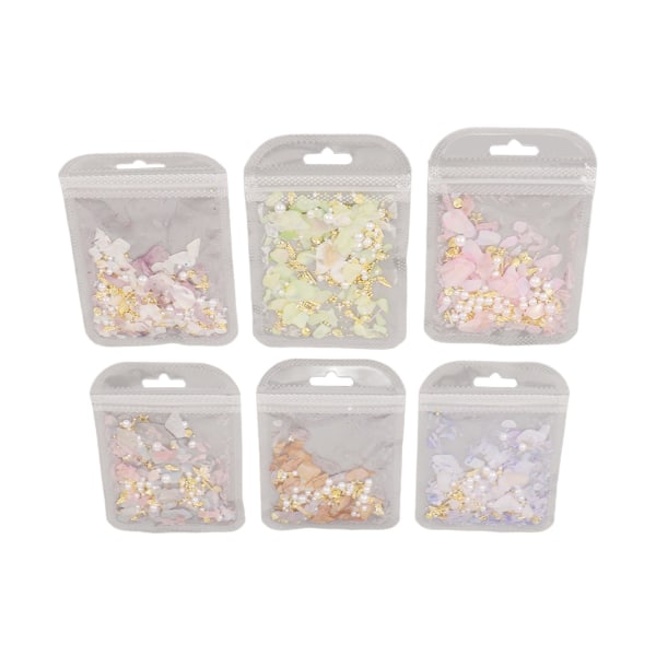 6 kpl Nail Art Decoration Set Värikäs Glitter Seashell Fragments Nail Art Decoration Kit manikyyriin