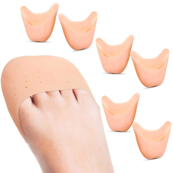 6 stk. Silikon Tåbeskyttere Gel Puder til Kvinder Pointe Sko Fodbold Metatarsal Beige