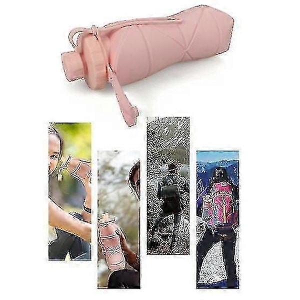 600ml Vikbar Silikon Vattenflaska Sportvattenflaska Rosa