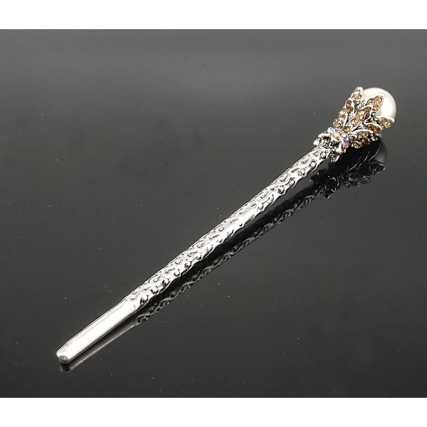 Rhinestone- og perlehårstikk - Vintage hårspenne (Kaffe)
