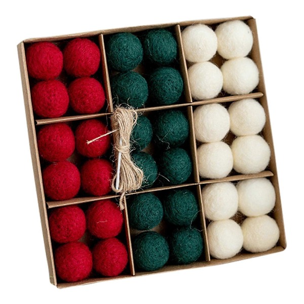 6/36 st Jul Filtboll Snöflinga Snögubbe Enfärgad Okrossbar Återanvändbar Julgran Hängande Boll Ornament Hänge F