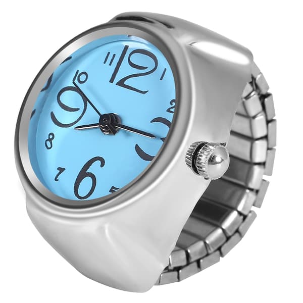 1 stk. Moderigtige Dame Herre Quartz Analog Rund Fingerring Kærlighedsur (Blå)