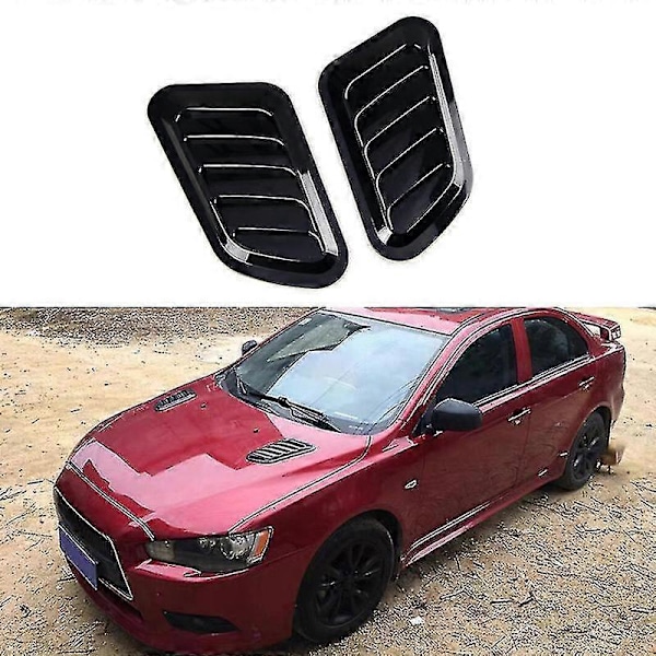Universal Carbon Fiber Bil Dekorativ Luftindtag Hætte Scoop Bonnet Ventilationsdæksel Klistermærker (2 stk.) Carbon Fiber