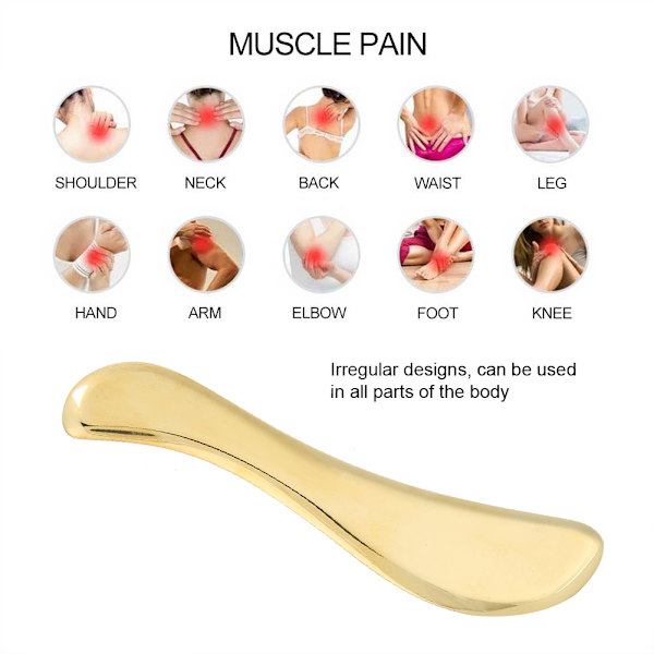 Mässing Skrapbräda Massager Fascia Akupunktsmassage Muskelsmärta Gua Sha Tool
