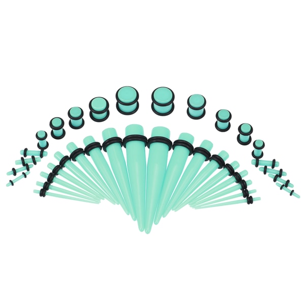 36 stk Fasjonable Akryl Øreplugg Taper Expander O Ring Stretching Kit Lysegrønn