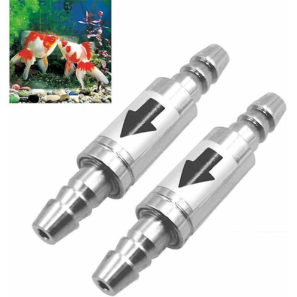 2 Stykker Rustfrit Stål Envejs Kontraventil Tilbagestrømningssikring CO2-ledning 4/6 mm Regulatorrør Diffuser i Akvariesystem,