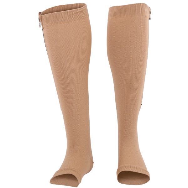 Elastic Sports Open Toe Compression Strumpor Dragkedja Anti-Slip Fotskyddsärmar (XXL)