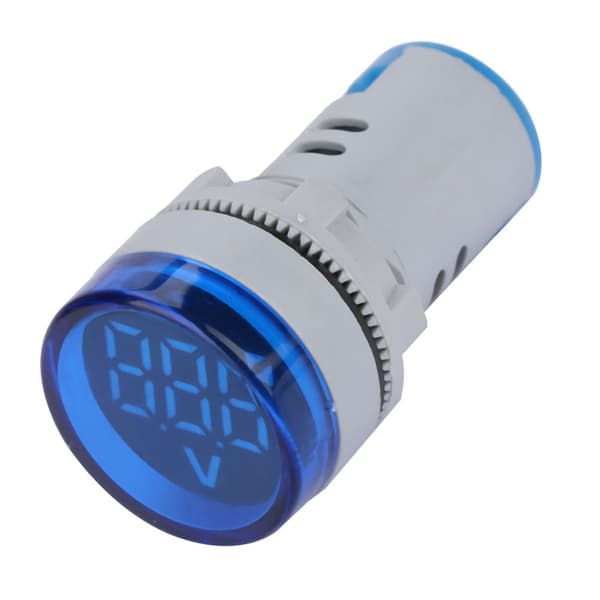 LED Voltmeter Signallampe Digital Display DC Spændingsmåler Indikator Rund Lampe Tester (Blå)