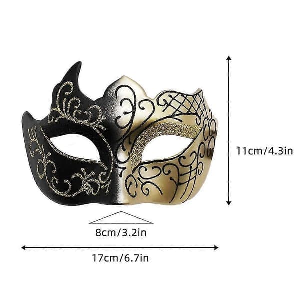 Maskerademasker til par, sæt i plast, Halloween-kostumemaske til kvinder og mænd black