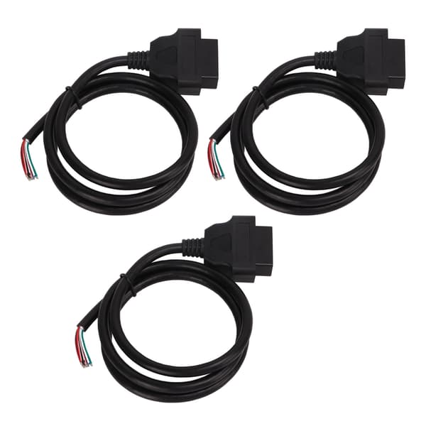 3 stk. 100 cm OBD2 16-bens adapterkabel hun til farvet bar ledning OBD-ledningsstik