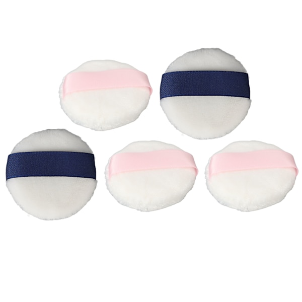 5kpl Powder Puff Super Pehmeä kaksipuolinen Velour puuteripukki naisille vaaleanpunainen ja sininen