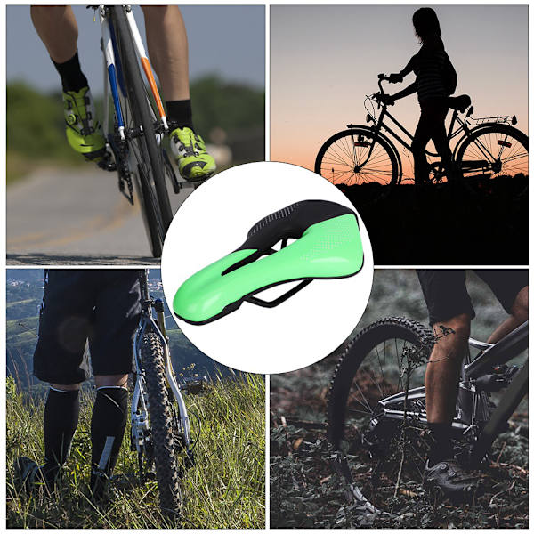 Cykelsadel Hullet Åndbar Sæde Komfortabelt Cykeludstyr til Mountain Road Cykel Sort Grøn Cykelsadel
