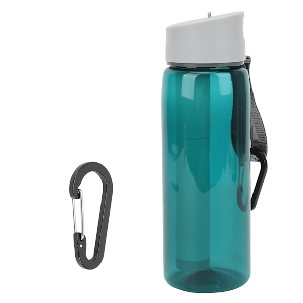 Filtered Water Bottle with Integrated Filter Straw Camping Emergency Water Bottle PurifierGreen