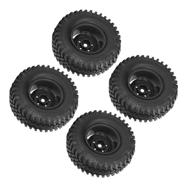 4 st RC-hjul och däck 1,9 tum gummi plast 100 mm diameter universell RC-däckset för utbytesklättring bil svart