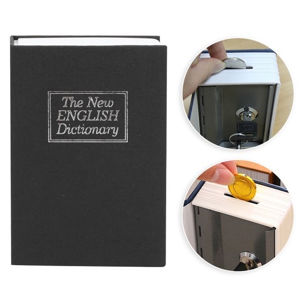 Mini Simuleringsbog Sikker opbevaringsboks Penge Kontanter Smykker Sikkerhedslåsekasse med nøgler