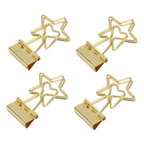100 st Pärmklämmor Stjärnformade pappersklämmor Hollow Long tail brevpappersklämma för skolkontor Guld