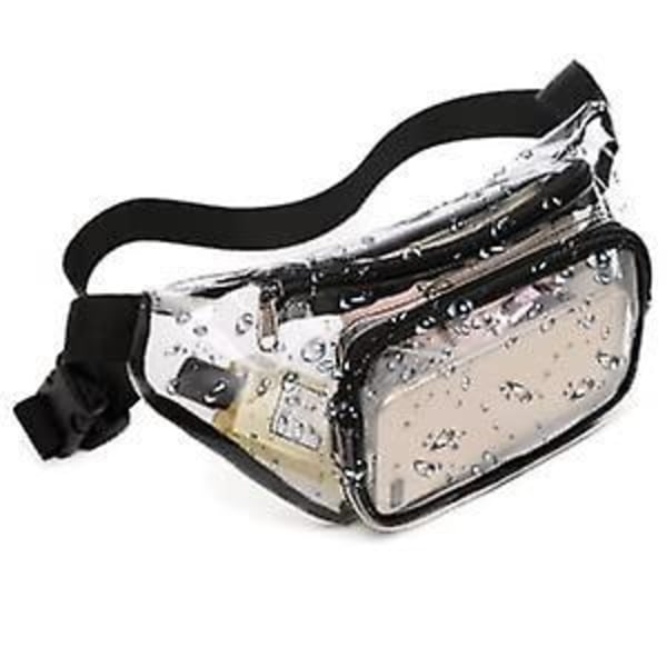 Klar Fanny Pack, Vandtæt Transparent Taljepose til Kvinder Mænd, Rejse, Sort