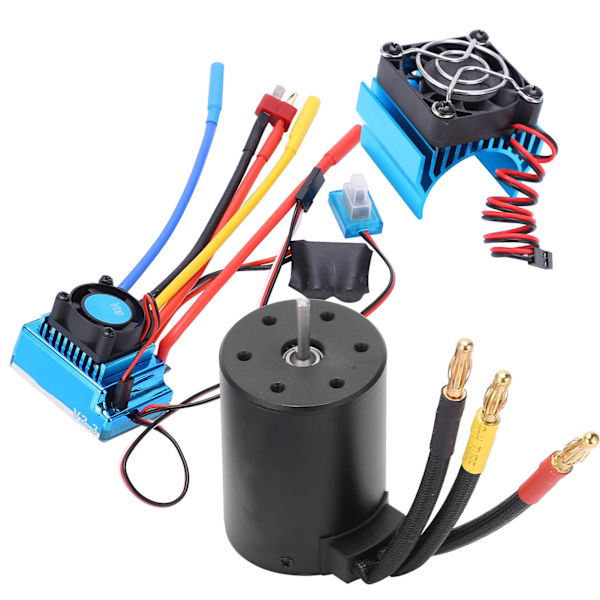 3650 2300KV Vattentät 4-polig Borstlös Motor 60A ESC Kylfläns Combo Set för 1/10 RC Bil