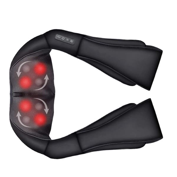 Elektrisk nack- och axelmassager U-formad minskar stelhet värmande ryggmassagekudde svart